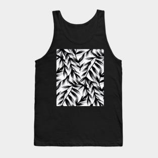 Painted Black and White Leaves Tank Top